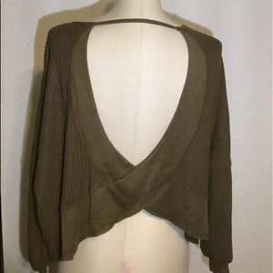 We the free green open back oversized blouse size Xs